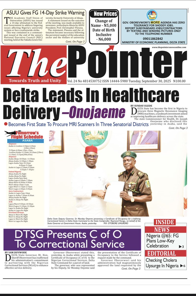 TheLegendng_'s tweet image. @TheLegendng_ 🔥SCREAMING Newspaper Headlines . Hot catch- Delta Healthcare , Tinubu’s Renewed Hope , NLC, PENGASSAN strike, Arise Tv Presenter killed in Abuja Robbery @Blueprint_ng @daily_trust @MobilePunch #ThePointer #trending #readnow