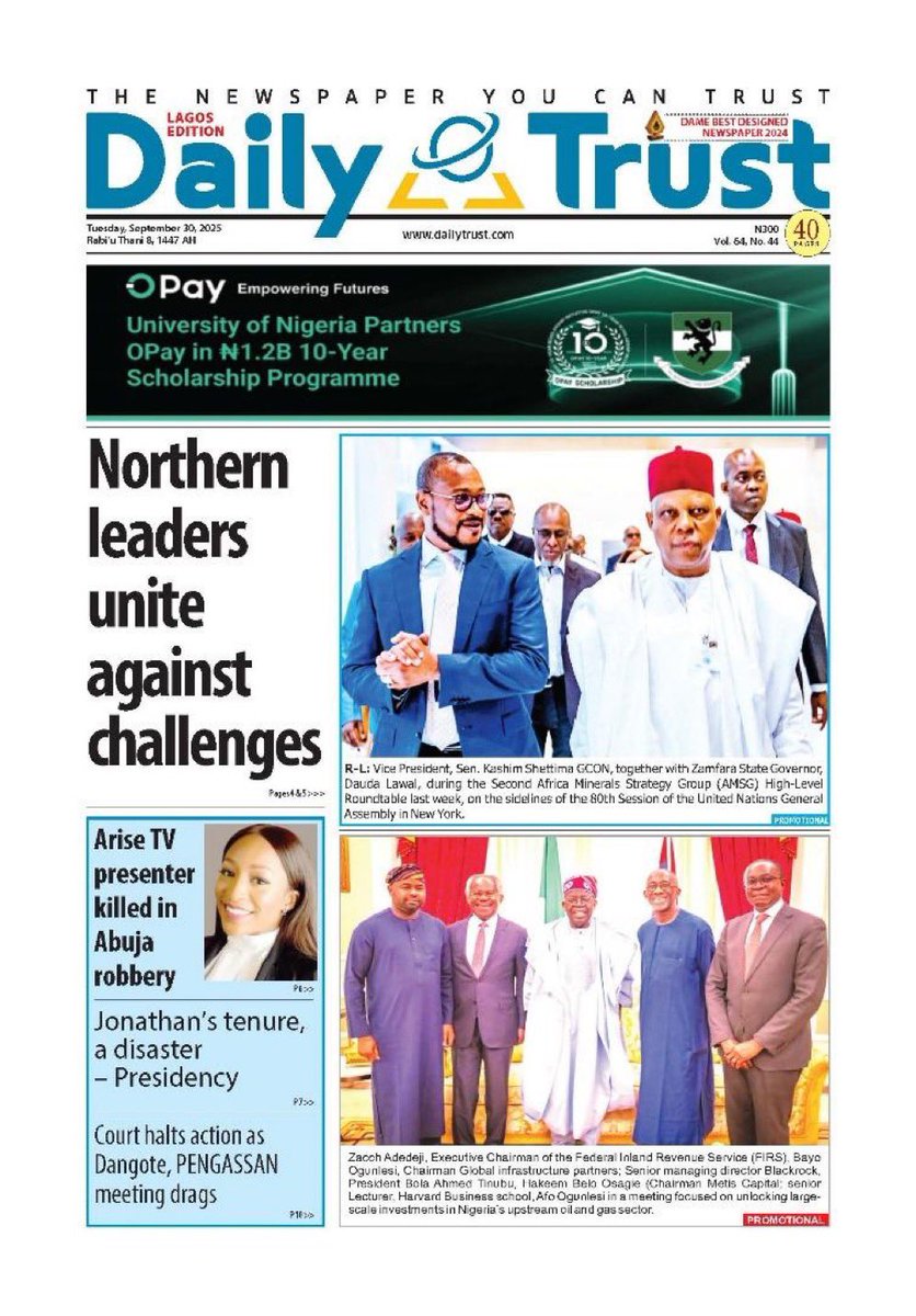 TheLegendng_'s tweet image. @TheLegendng_ 🔥SCREAMING Newspaper Headlines . Hot catch- Delta Healthcare , Tinubu’s Renewed Hope , NLC, PENGASSAN strike, Arise Tv Presenter killed in Abuja Robbery @Blueprint_ng @daily_trust @MobilePunch #ThePointer #trending #readnow