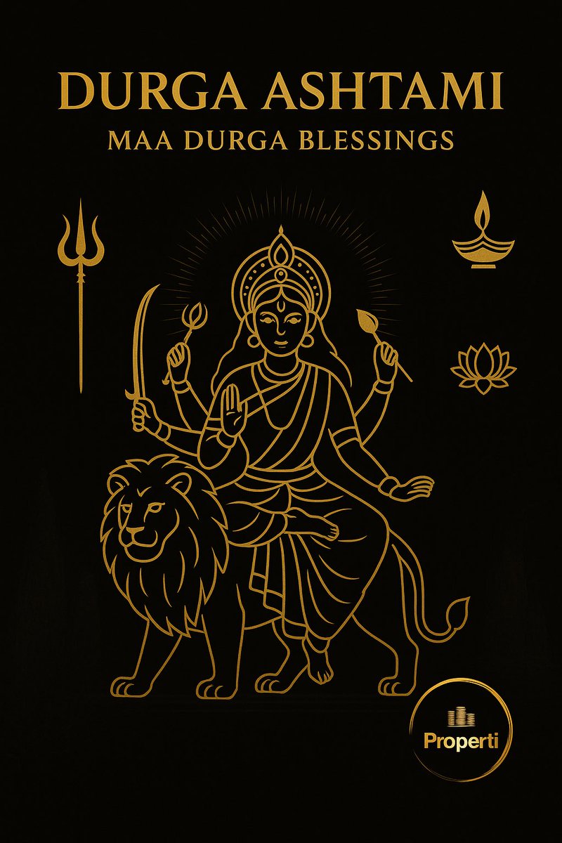 Properti_India's tweet photo. Durga Ashtami ✨
Maa Durga blesses us with strength, prosperity &amp; new beginnings 🙏
Properti wishes you a blessed Ashtami and a prosperous festive season 🏡
#PropertiIndia #DurgaAshtami https://t.co/1lGrDuggV4