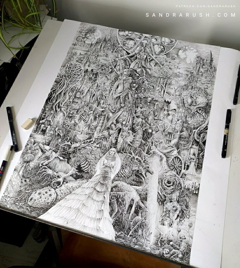 All done! Bloodborne Tribute 🖤 Fineliners on paper
For more Insight into my work, consider supporting me on Patreon➡️ Patreon.com/SandraRush
Thank you! ❤