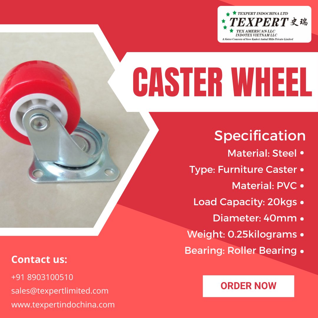Texpert_Officia's tweet image. Texpertindochina’s caster wheels bring easy mobility to furniture and equipment. They solve the global problem of heavy lifting by allowing smooth, safe, and effortless movement anywhere. visit us: texpertindochina.com/view.php?id=695

#CasterWheel #FurnitureCaster #SmoothMovement #Texpert