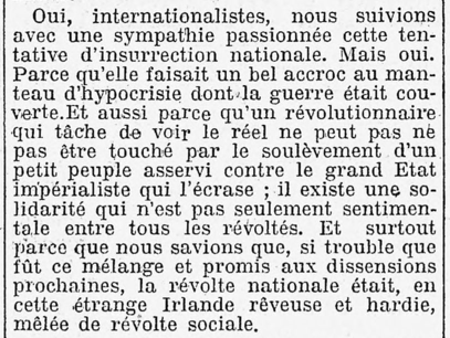 🇮🇪 Marcel Martinet à propos de l'insurrection irlandaise de 1916 (dans l'Humanité, 1er juin 1922, extrait).
🗞️ On se met en jambes avant le colloque de ce jour à la Bibliothèque nationale de France consacré à la révolution irlandaise (1912-1923) au prisme de la presse française.