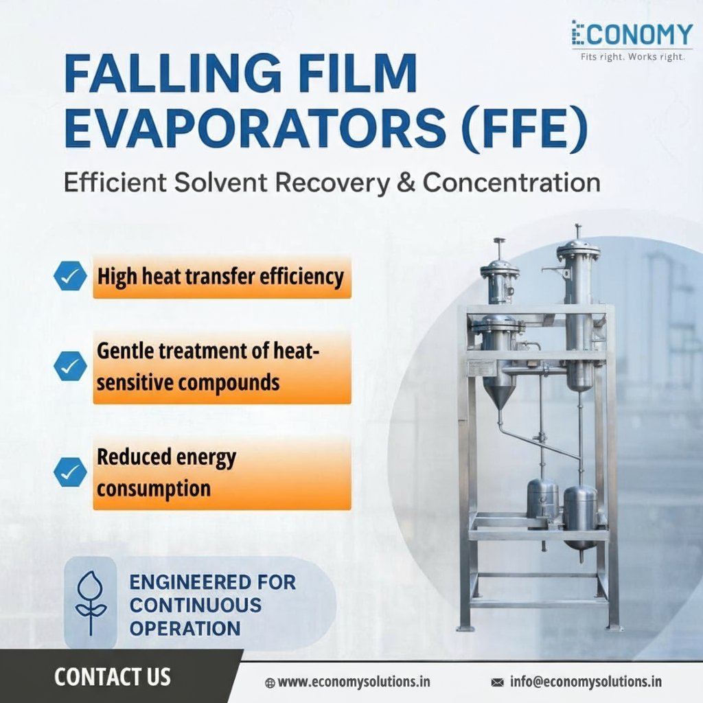 Economyprocess's tweet image. Efficiency meets reliability with Economy’s Falling Film Evaporators (FFE) 
✔ High heat transfer efficiency
✔ Gentle treatment of heat-sensitive compounds
✔ Reduced energy use
Engineered for continuous operation.
#ProcessSolutions #FFE #ChemicalEngineering