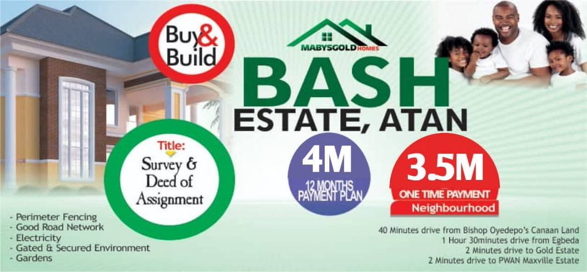 realtorcomfort_'s tweet photo. Some keep saying that building a house is a waste. Buy Bash Estate, Atan now with an initial deposit of 500k. Spread the balance for 12 months. Join us for site inspection this Saturday. https://t.co/44L3Ndmfiz (#SayNoTobordercorruption Ruger Biggie Arise News) https://t.co/vRMEfMe9PS