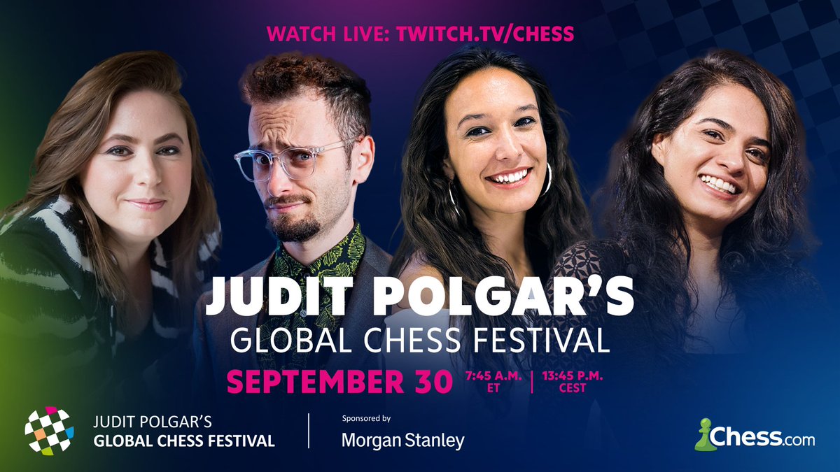 GMJuditPolgar's tweet image. WE START WITHIN HALF AN HOUR! ❤
1 vs 6 ⚔ 
Community chess simul at this year&apos;s Global Chess Festival: Judit Polgar 👩‍🦰 vs 6 communities🌍 

Join the ONLINE broadcast on @chesscom  and  @chess24com  English &amp;amp; Spanish YT and Twitch channels! 
Hosts:  @TaniaSachdev , @fionchetta  &amp;amp;…
