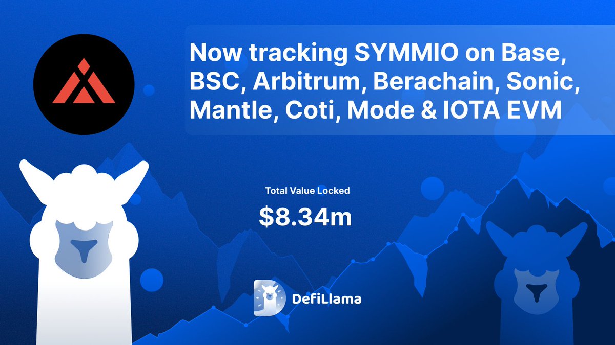 SYMMIO追跡のDefiLlama発表グラフィック（TVL $8.834M）