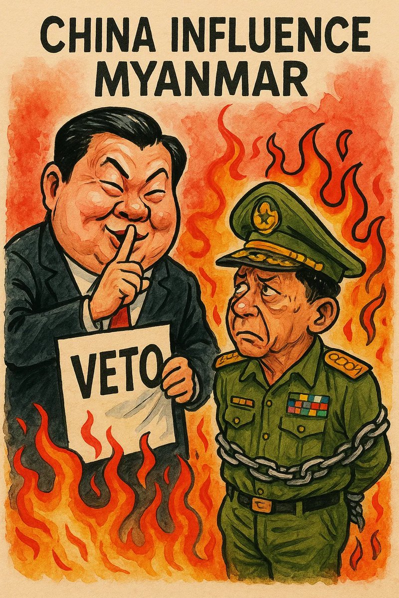 #Beijing’s sneaky UN veto shields #Myanmar’s junta with a dash of drama! While the world fumes, #China cashes in on chaos—complicit in crimes with a spicy twist! Expose it! China Influence Myanmar!!