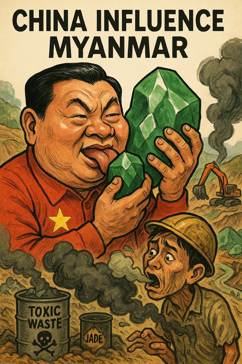 China Influence Myanmar!!
Myanmar’s jade mines are China’s tasty loot, raking billions while locals choke on toxic waste! A spicy environmental rape for tech—let’s spice up the fight to end this plunder!