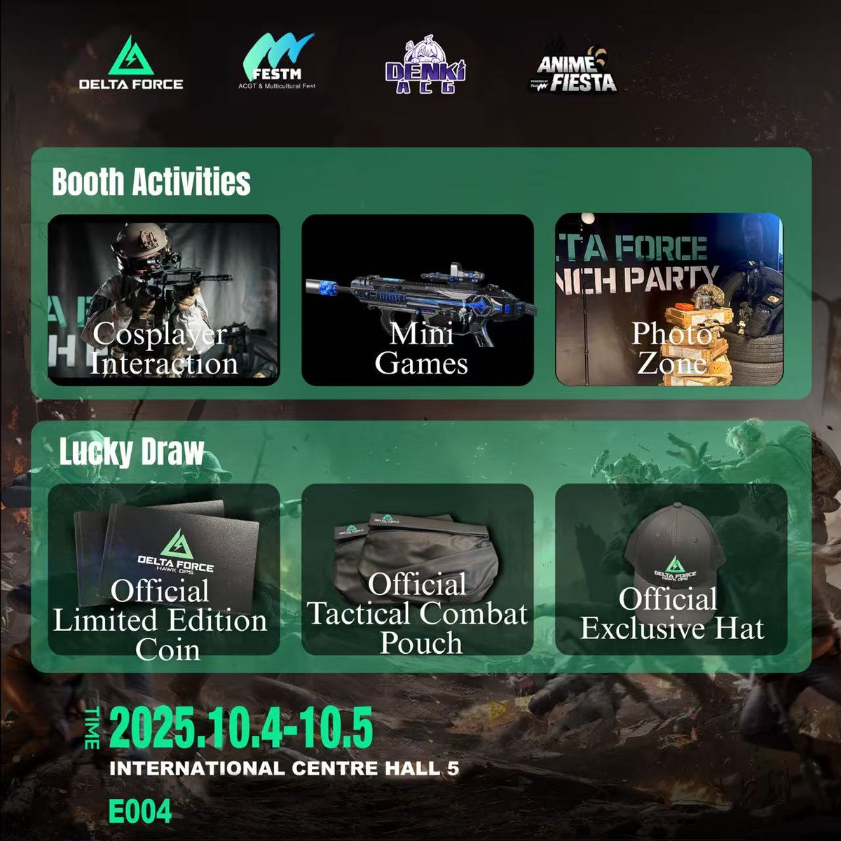DELTA FORCE joins FestM 2025!

Partnered with <a href="/FestM_AF/">FestM-Animefiesta</a>  <a href="/DenkiACG/">DenkiACG</a> , cosplay, mini-games, photo zones and lucky draw prizes await you! 

See you at the DELTA FORCE booth from October 4-5!