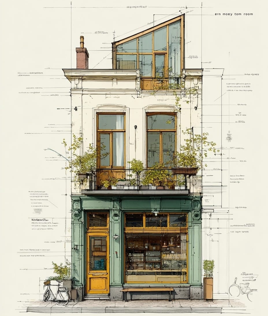 Fachada diseñada por Arcline con IA.