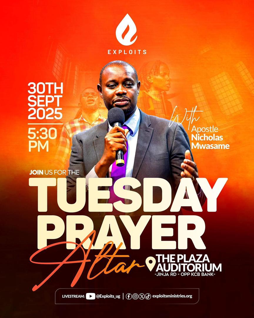 exploitsug's tweet image. Happy Exploits Tuesday Prayer Day! 🙌🏾🔥
David says “This is the day the Lord has made; We will rejoice and be glad in it.” Psalm 118:24
🕠 5:30PM
📍The Plaza Auditorium, Jinja Road (opposite KCB Bank)
We look forward to having you join us!
#exploits