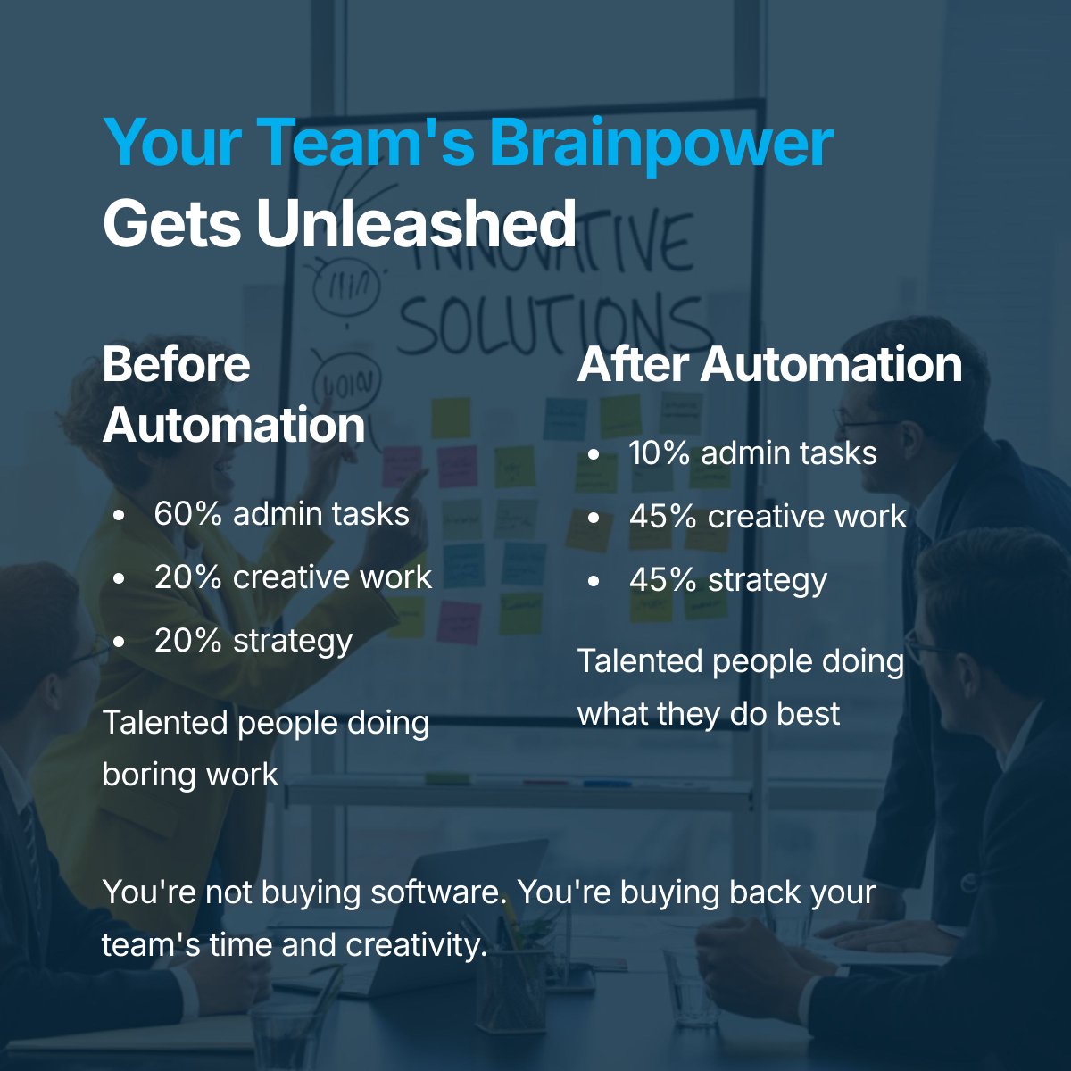 techxlink's tweet image. Focus on the Career Uplift
Automation is not about buying software. It&apos;s about buying back your team&apos;s time and creativity. Shift your focus from 60% admin tasks to 90% strategy and creative work.
Ready to unleash your team&apos;s true potential?
DM us to transform your operations!