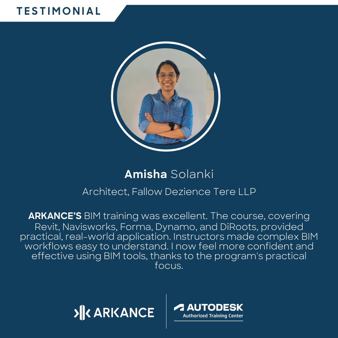 Arkancein's tweet photo. ๐ โBefore this course, I only knew CAD. Now I can deliver BIM projects with confidence.โ
At ARKANCE, we turn learners into BIM-ready professionals. ๐
๐ Enroll today โ https://t.co/oyZcdRjQhi
#BIMSuccess #LearnBIM https://t.co/ECVBC6U89R
