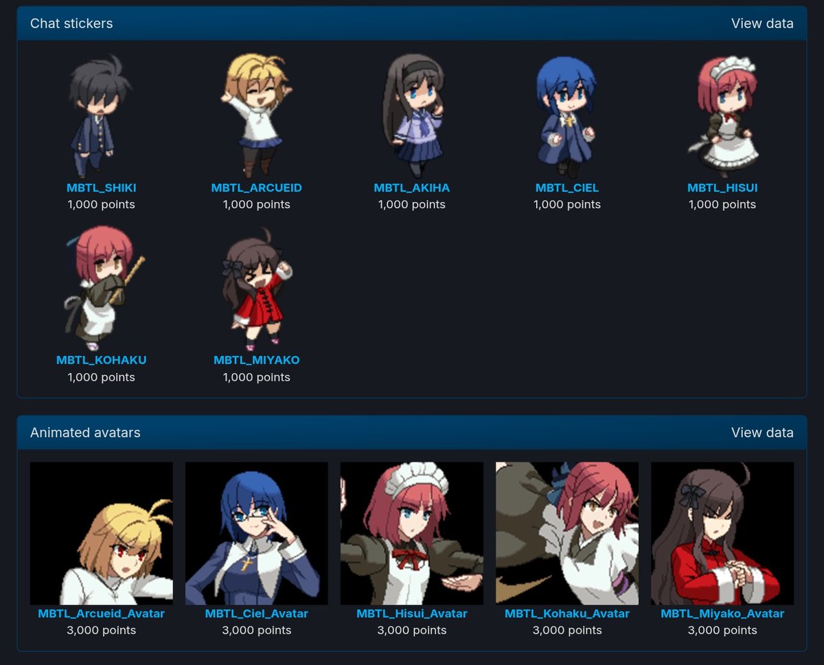 Steam community items are now available for Melty Blood: Type Lumina.

store.steampowered.com/points/shop/ap…