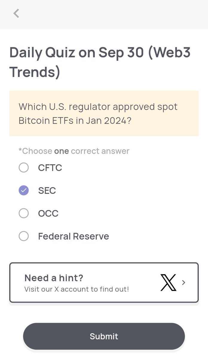 churchi_blaq's tweet image. September, 30th, 2025
1) #SyntaxVerse quiz answer for today 🎯
2) #Xenea wallet #quiz answer for today ✅
3) #Marina protocol quiz #answer 🔥
4) #SpurProtocol quiz answer 👌
Time to contribute and stack with 👇
@build_on_bob @RaylsLabs @vooi_io @recallnet