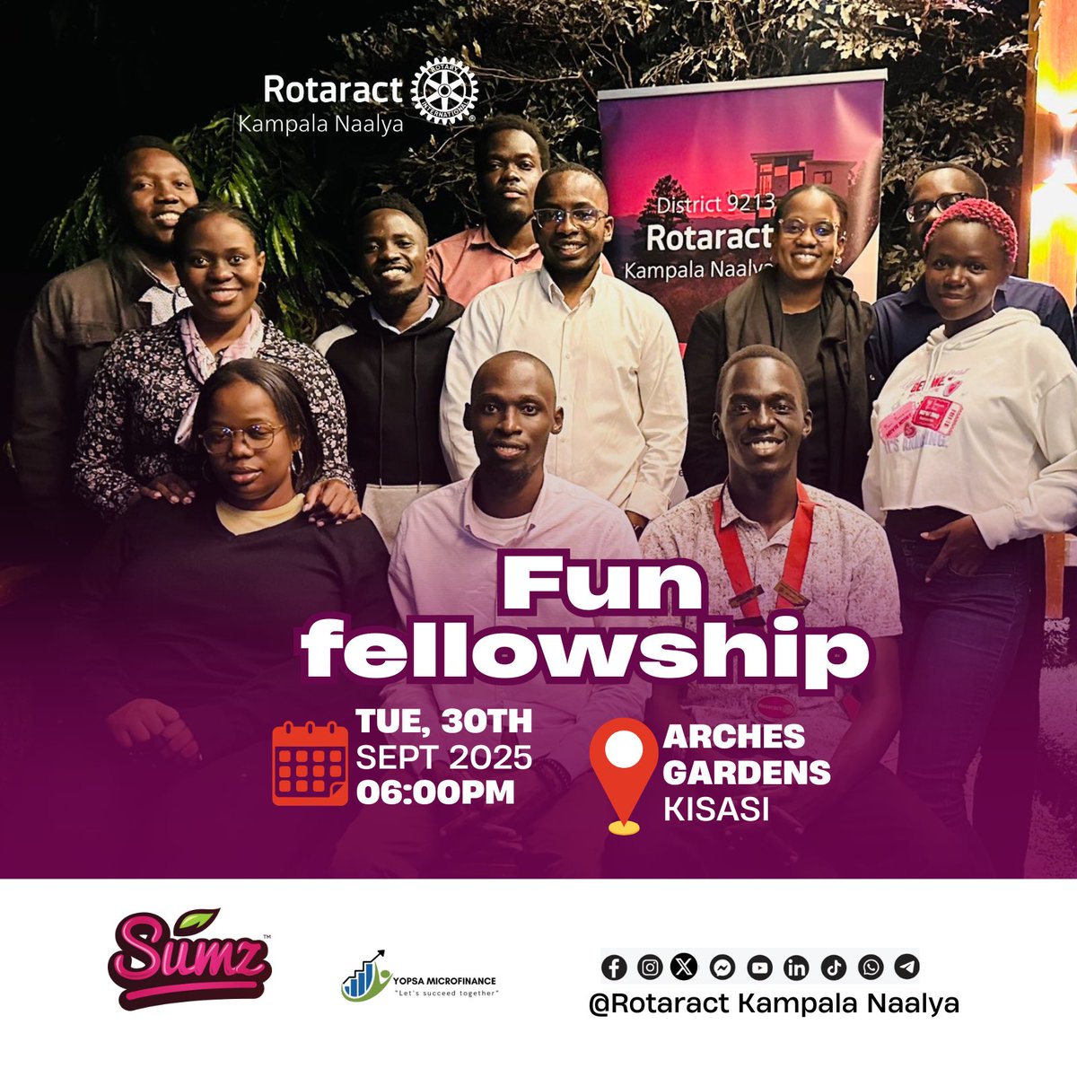 rctnaalya's tweet photo. Tonight is the night💃💃
Join us for a Fun Fellowship filled with laughter, bonding and good vibes 🎶✨
Let’s unwind, connect & create memories together.
🕕 6PM
📍 Arches Gardens
#RotaractNaalya
#UnitingForGood
#TheChefs https://t.co/NYhhABeZ3h