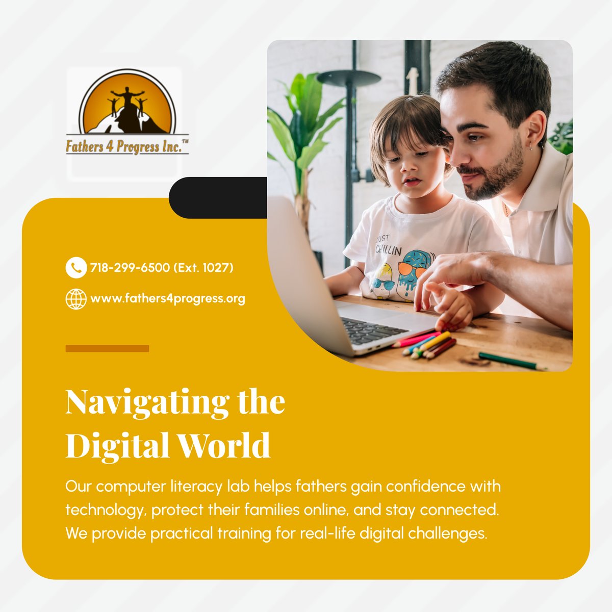 fathers4prgsinc's tweet image. Technology  moves fast—but you don’t have to be left behind. 💻 Our computer  literacy program gives fathers the tools to protect their families  online and stay connected.

#FatherhoodTrainingCenter #BronxNY #ComputerLiteracy #DigitalSkills  #ParentingSupport