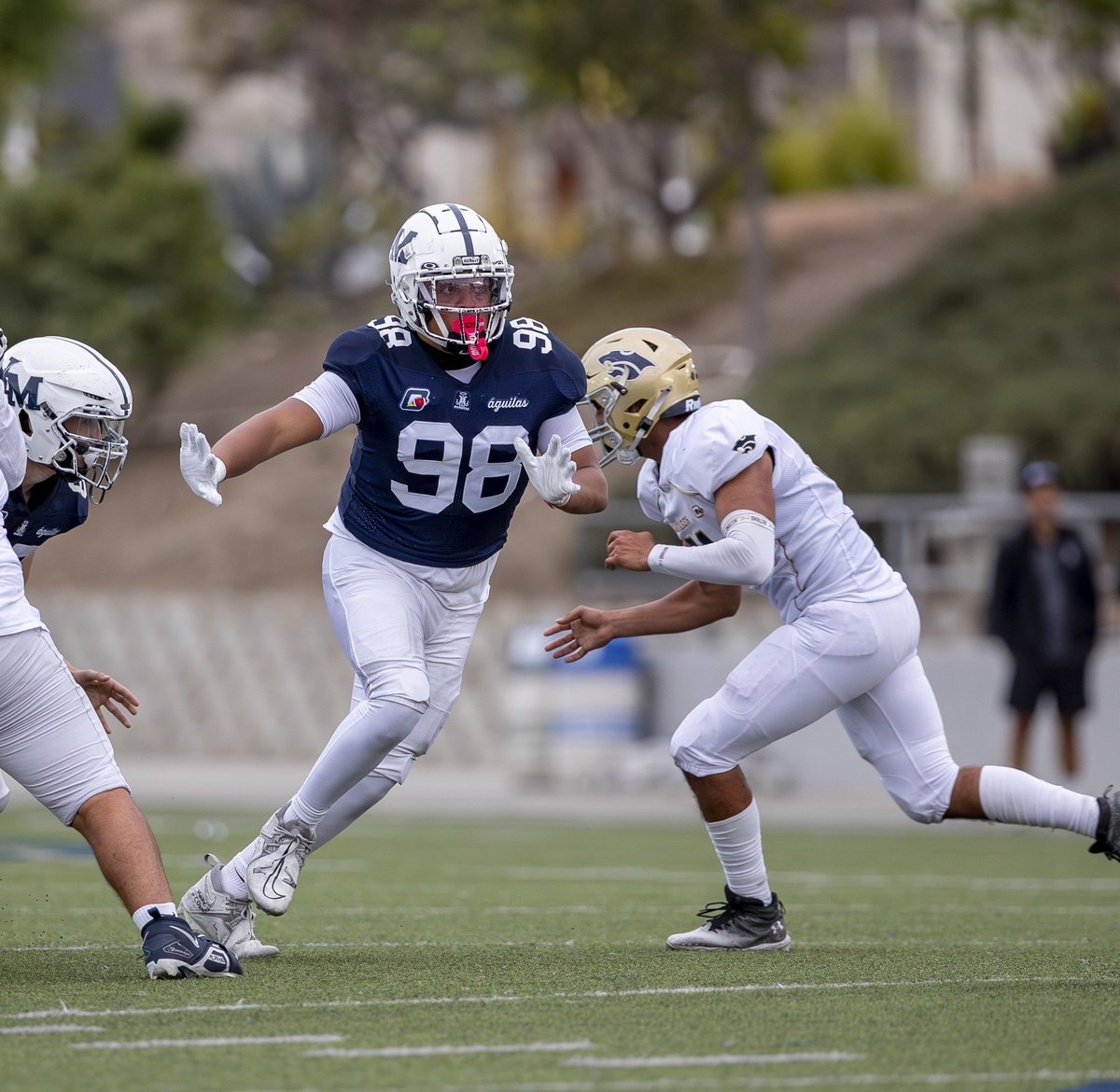 He has played offensive and defensive line since he was 7 years old. Ángel Gómez Jr. #98 Aguilas Tijuana OL <a href="/TitanesTJ/">Titanes TJ Football</a>