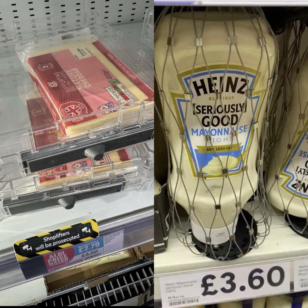 robprogressive's tweet photo. Security boxes are put on cheese at my local shop. And now even tags on Mayonnaise 

Tell me the UK is over without telling me the UK is over https://t.co/alYrFRly2J