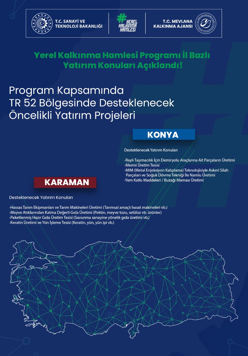 #YerelKalkınmaHamlesi Teşvik Programı...
📢Başvuru için son gün!
📆 30 Eylül 2025 Saat 18.00
🌐 Başvuru adresi: yerelkalkinmahamlesi.sanayi.gov.tr

<a href="/Mevlana_ka/">MEVKA</a>  <a href="/KalkinmaAjansGM/">Kalkınma Ajansları Genel Müdürlüğü</a>