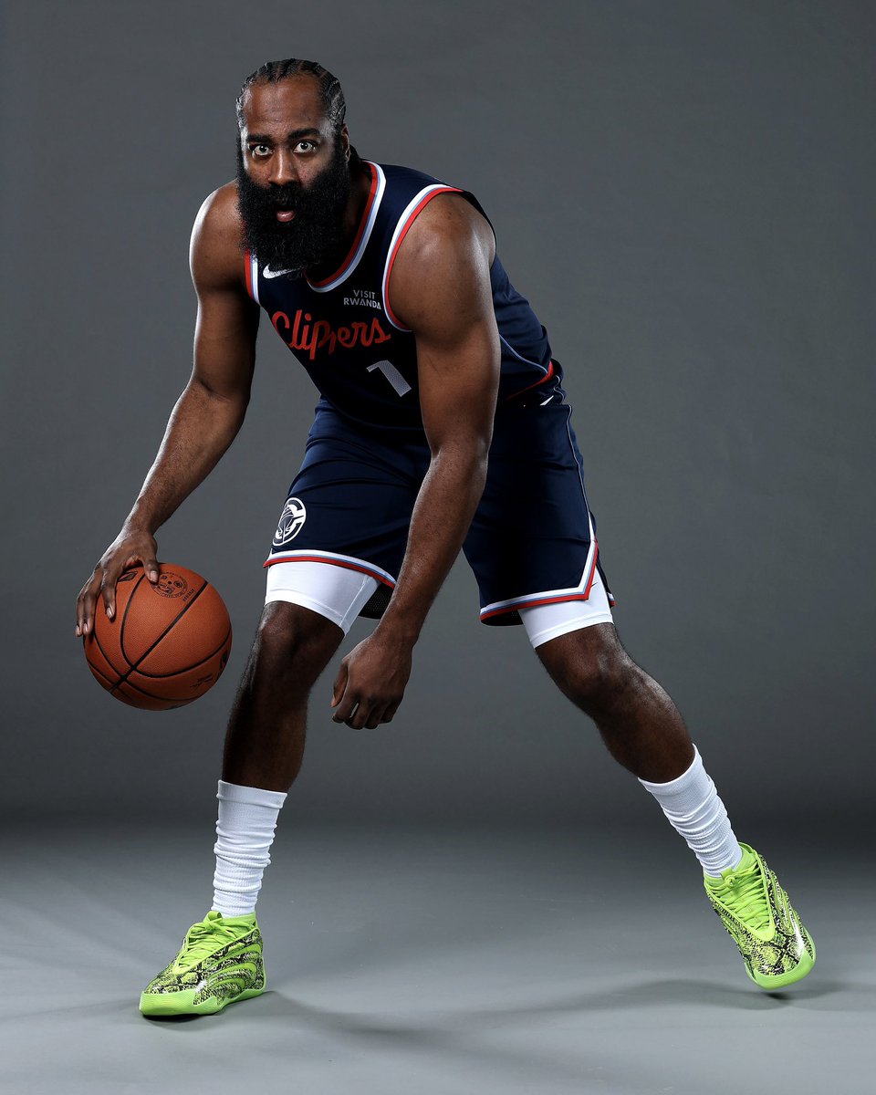 James Harden in the adidas Harden Vol. 9 “Snakeskin” for @laclippers media day! #NBAKicks