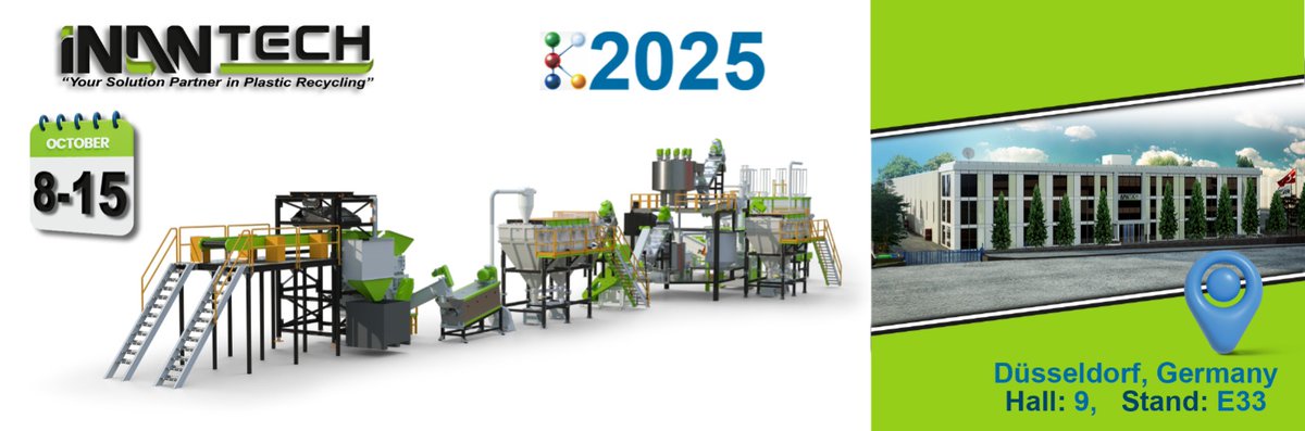 InanTech's tweet image. 🚀 İnan Tech olarak dünyanın en büyük plastik ve geri dönüşüm fuarı K 2025’te yerimizi alıyoruz!

📍 Hall 9, Stand E33 – Düsseldorf
🗓 8–15 Ekim 2025

Sürdürülebilir geleceğe birlikte yön verelim! 🌍♻️

🔗 inanplastics.com

#InanTech #K2025 #Recycling #Plastics #PET
