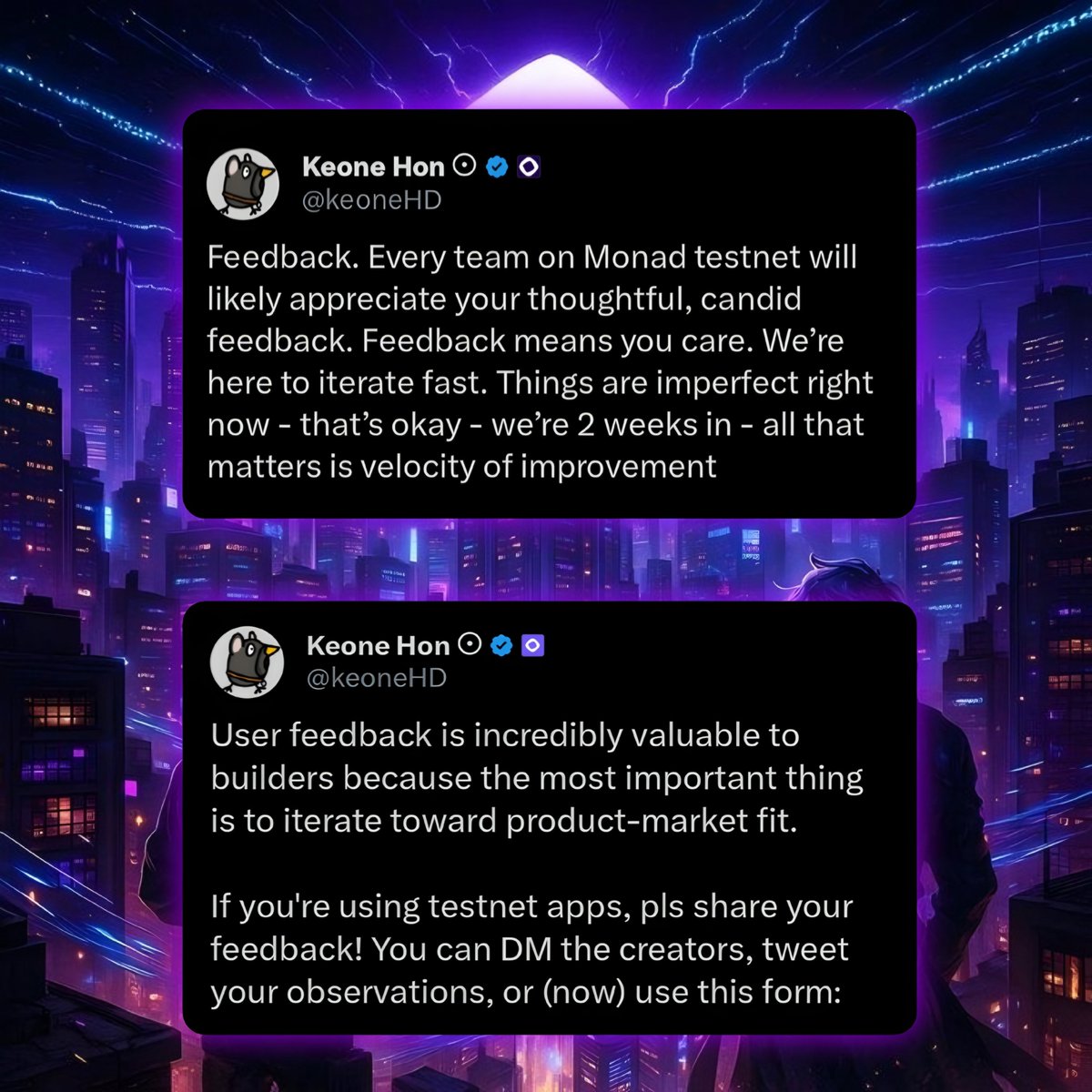 silentt1738's tweet image. Providing feedback on the products you use goes a long way 

Regardless of any prize,
Your thoughts help builders refine and improve the product 

If your feedback is valuable, it helps in making the product better for everyone 

Improve @monad: tally.so/r/w4EaG5