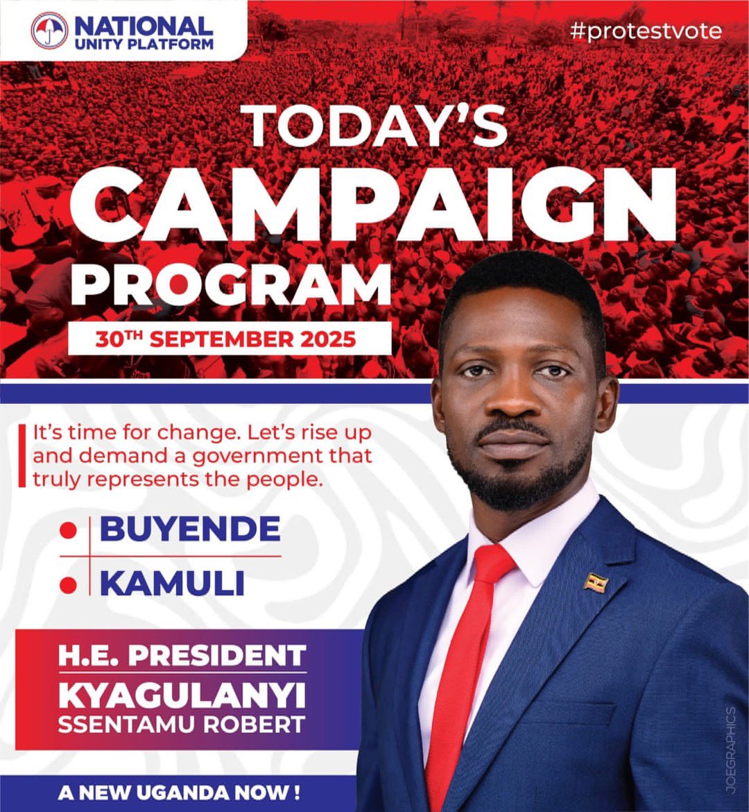 Today, the revolutionary train heads to BUYENDE and KAMULI. 
#ANewUgandaNow 
#PeoplePowerOurPower