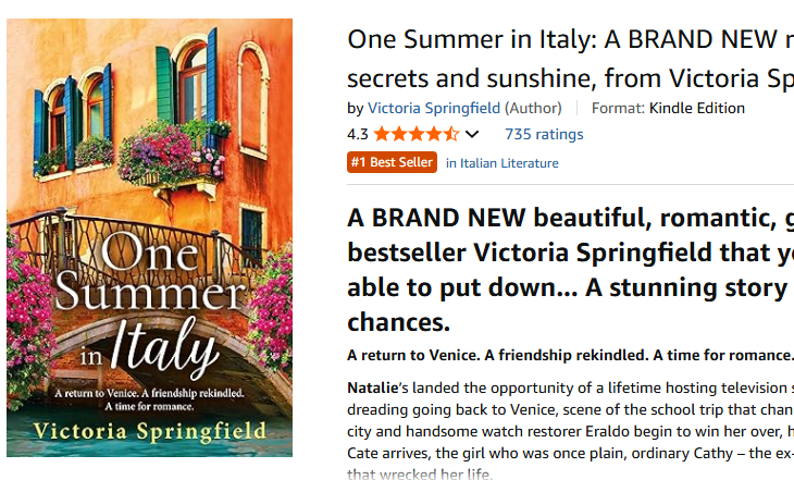 My #TuesNews #OneSummerinItaly is an Australian best seller &amp; UK kindle top 500! Follow old school frenemies Natalie and Cate to #Venice #Italy Feel the sunshine! FREE on Kindle Unlimited &amp; Prime  @RNATweets  mybook.to/SummerinItaly