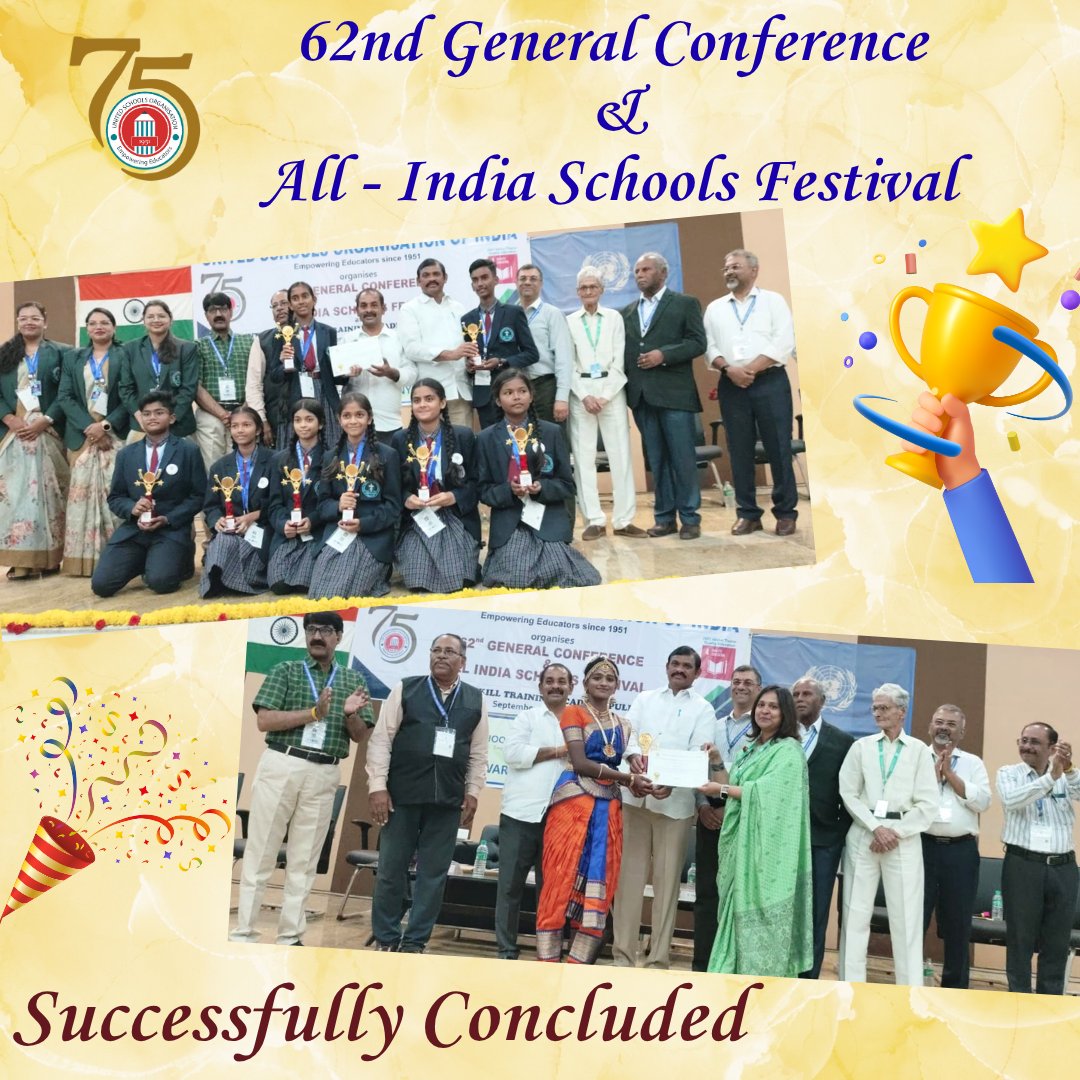 🎉The Grand Finale: Four Days, One Unforgettable Journey 🌟

What a grand finale!! From learning to fun, creativity to camaraderie, the 62nd GC &amp; All-India Schools Festival filled every moment with laughter, talent. 🤝📸 Until next time.

#USOIndia #SchoolsFestival #FutureLeaders