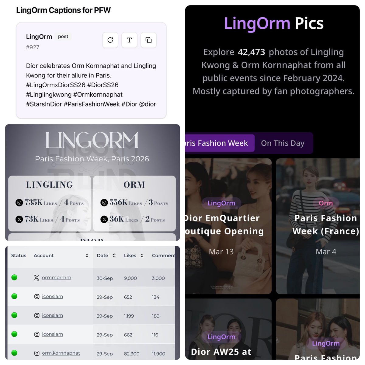 LingOrmHarmony's tweet image. 📌📌 Post นี้ต้องปัก ‼️‼️

LINGORM FLY TO DIORSS26
#LingOrmDiorAirportLook
#DiorSS26 #Dior #PFW #LingOrm

คิด Captions ไม่ออก สมองตัน!
เข้า lo-pfw-captions.vercel.app

ในนี้มีอะไรบ้าง
1. Captions + Comments จำนวน 12,000 ประโยค

2. ข้างล่างสุดของ Website มี Link สำหรับดู Update…