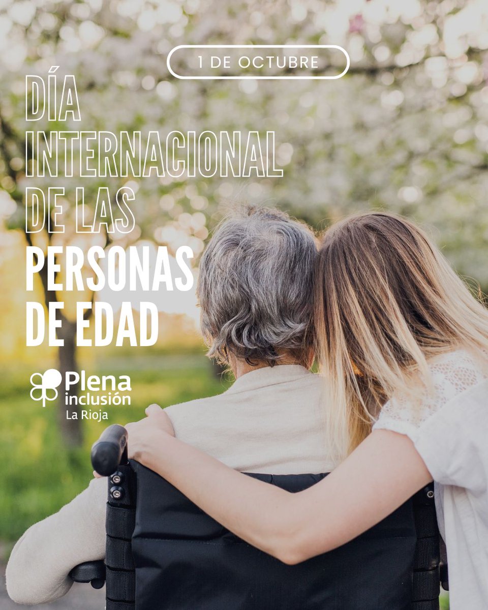 🌍Hoy, 
en el Día Internacional de las Personas de Edad, 
recordamos a las personas con discapacidad intelectual 
que envejecen 
y a quienes les acompañan.

Necesitan apoyos 
para envejecer con dignidad 
y con calidad de vida. 

#Inclusión #Derechos #Envejecimiento