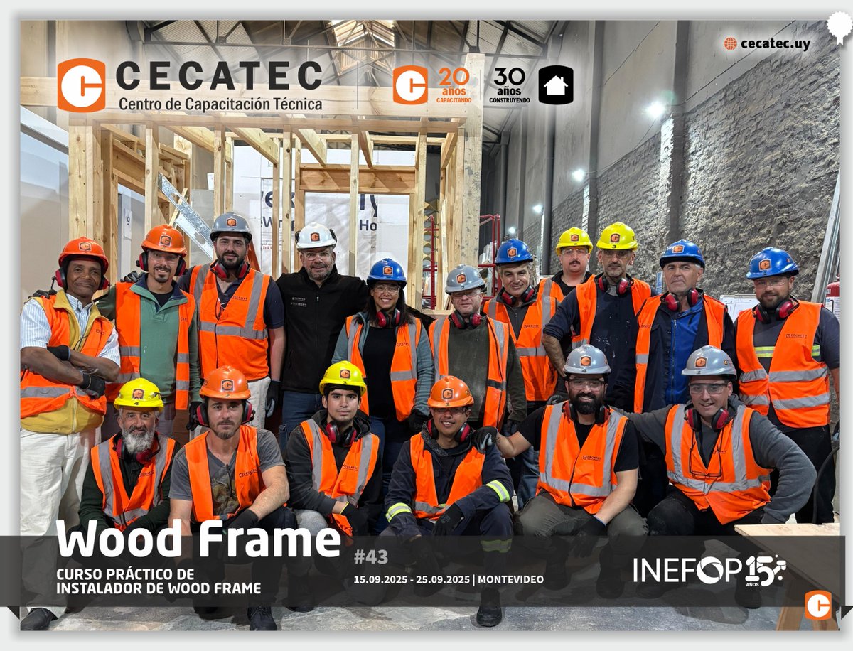 Curso práctico de Instalador de Wood Frame (Construcción con madera) realizado del 15 al 25 de setiembre en CECATEC. Capacitación convocada por INEFOP.