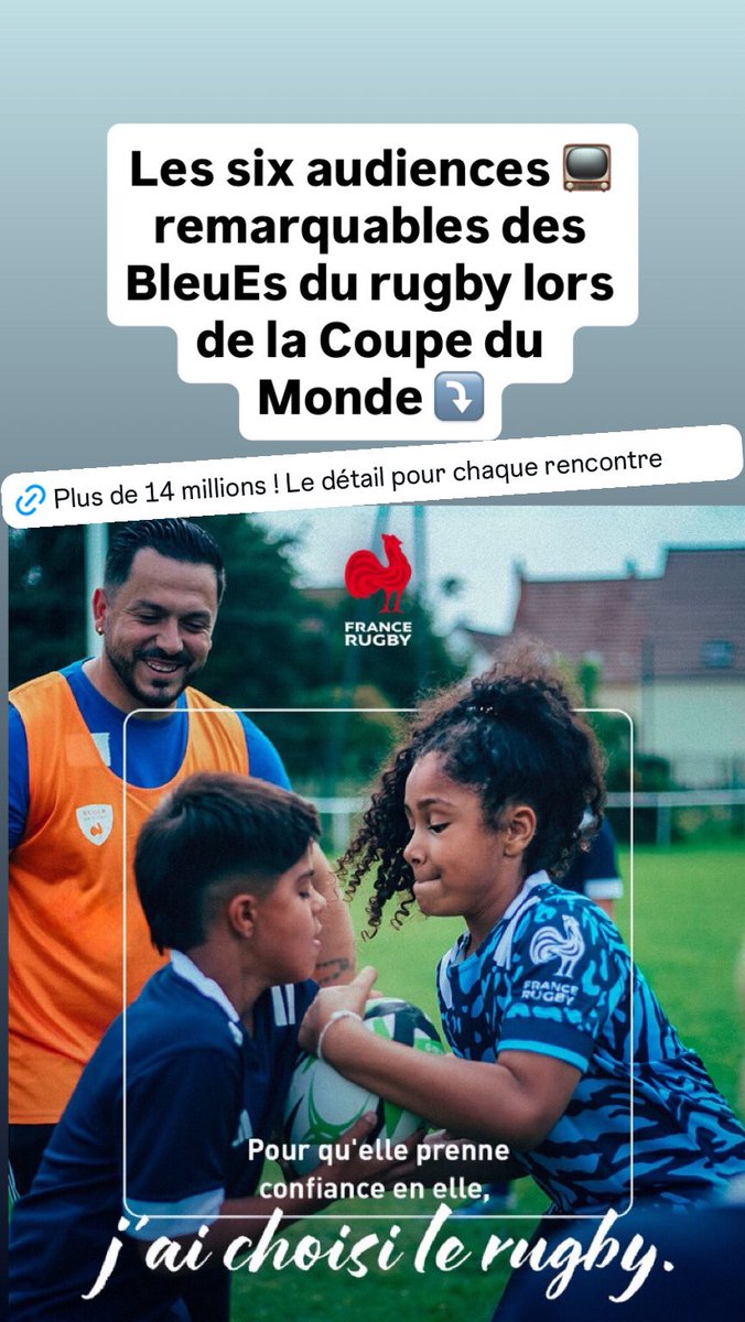 #Rugby 🔛 Les BleuEs ont fini à la 4e place de la Coupe du Monde. Des records d’audience à la #tv avec des millions de personnes ! Le détail ? Ici avenirdusport.fr/records-daudie… - #sport - #femmes