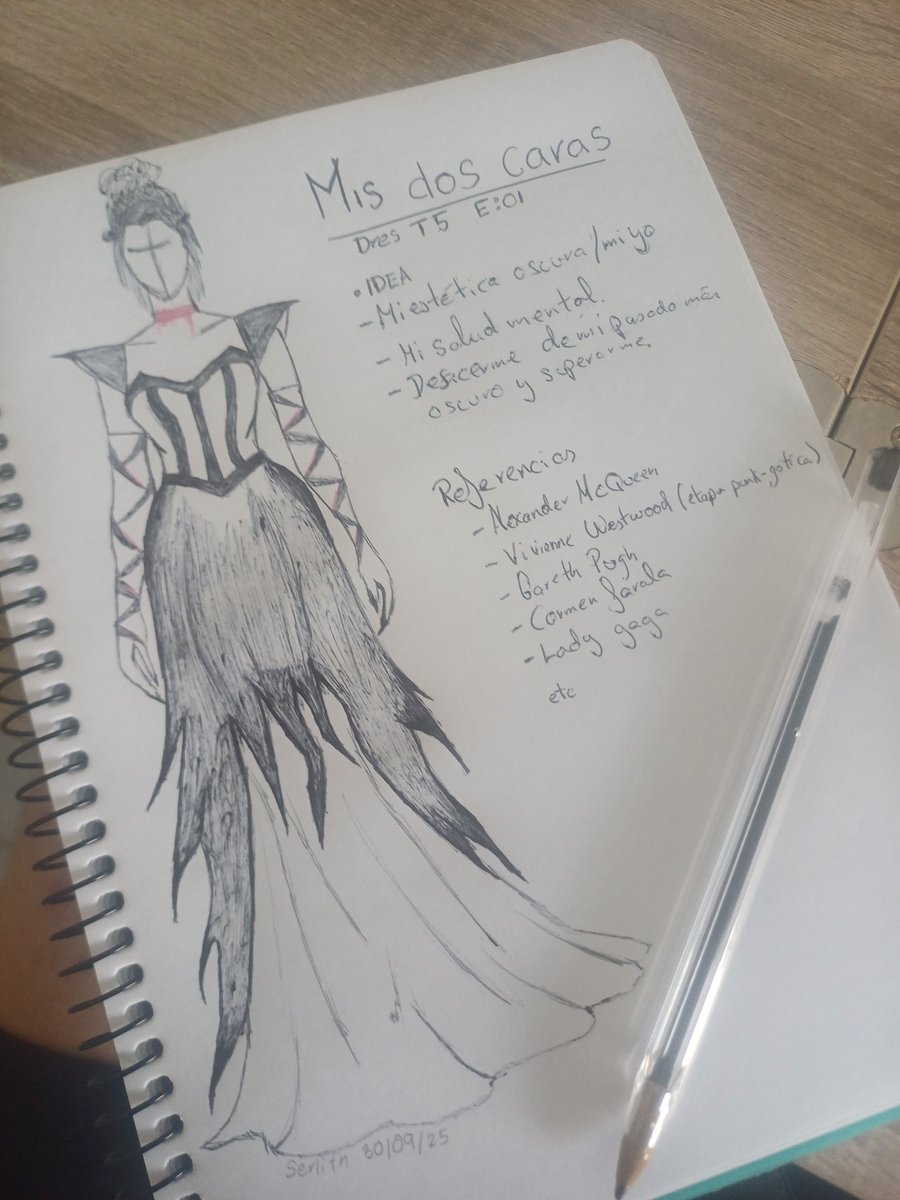 _serlith's tweet image. Boceto rápido de mi idea de look para la primera pasarela de #DragRaceES "Mis dos caras"