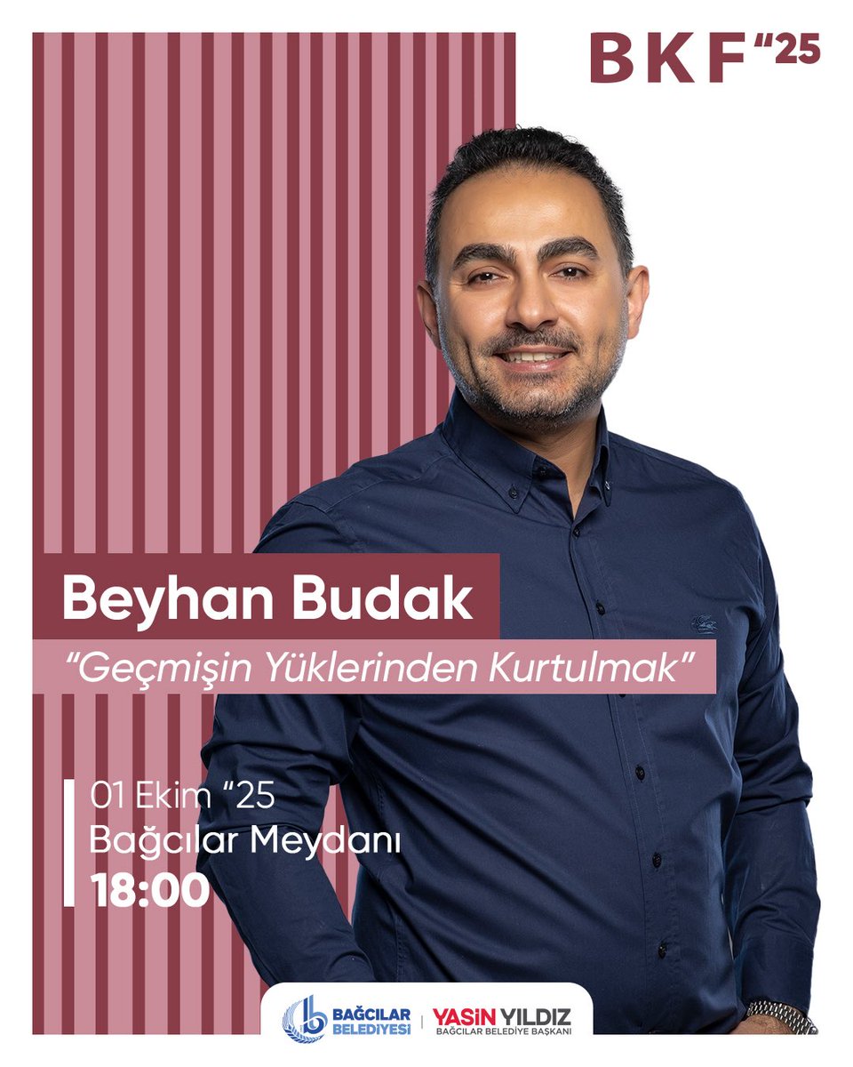 bagcilarkitap's tweet photo. BKS’25’te 1 Ekim programımız!

📚 Turan Kışlakçı – Filistin’i Anlamak | 16.00
🎤 Beyhan Budak – Geçmişin Yüklerinden Kurtulmak | 18.00
🎶 AnadoluEcho Konseri | 19.00

📍 Bağcılar Meydanı
#BKF25 #BağcılarKitapFuarı #BağcılarKültürSanat https://t.co/b76p5Xbvgj