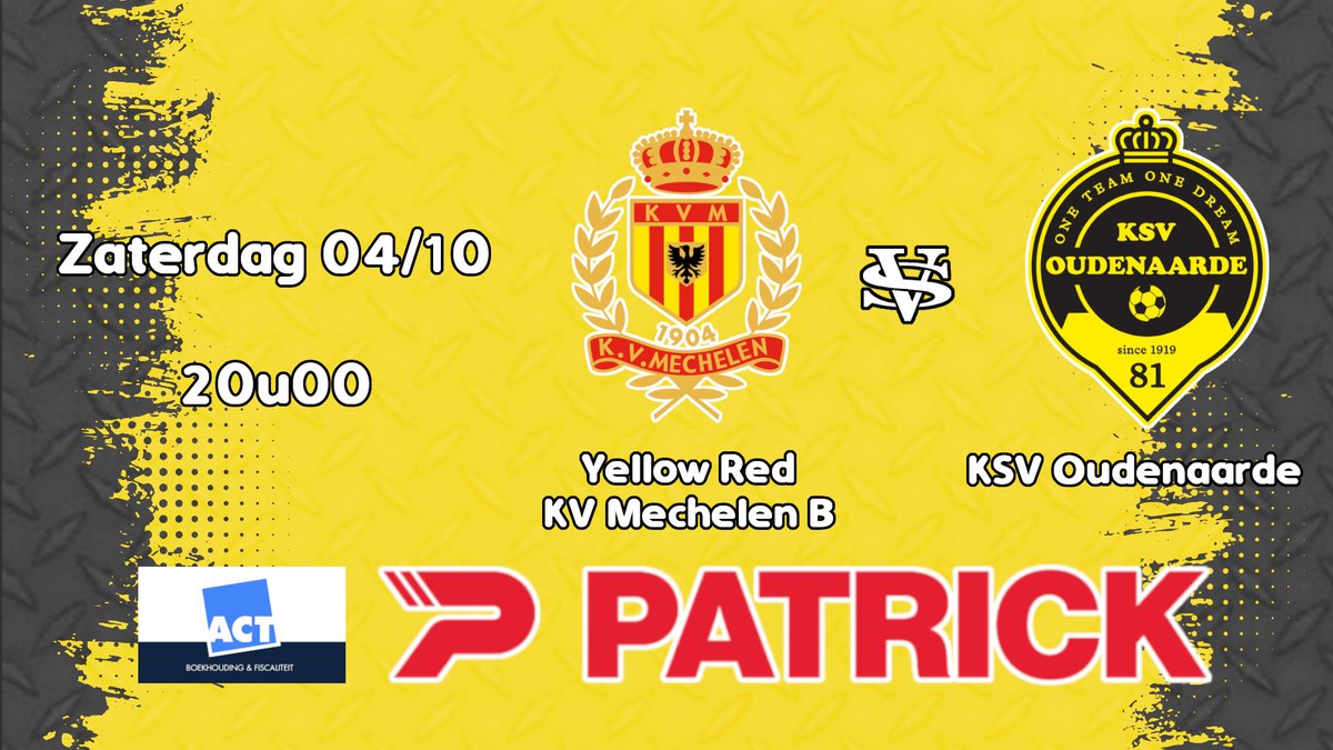 Speeldag 6
Yellow Red KV Mechelen B - KSV Oudenaarde 

Zaterdag 04/10 om 20u00
Het Breeven - Breevendreef 56 B te Bornem
#MecOud #ForzaSV #ksvo