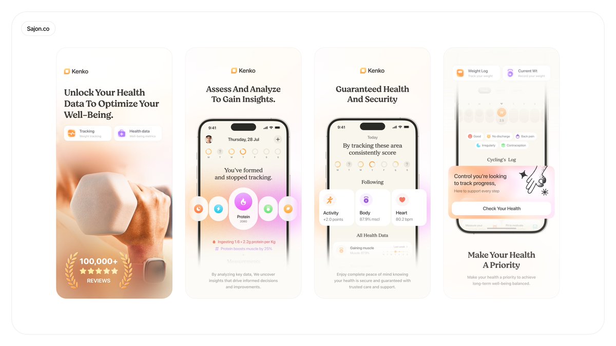 sajon_co's tweet image. Kenko App Store Screenshots
