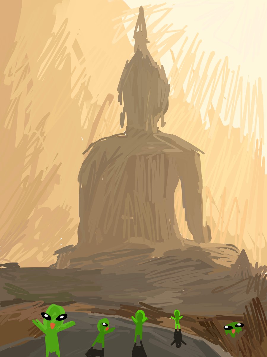 Little Aliens plays under the shade of the Buddha