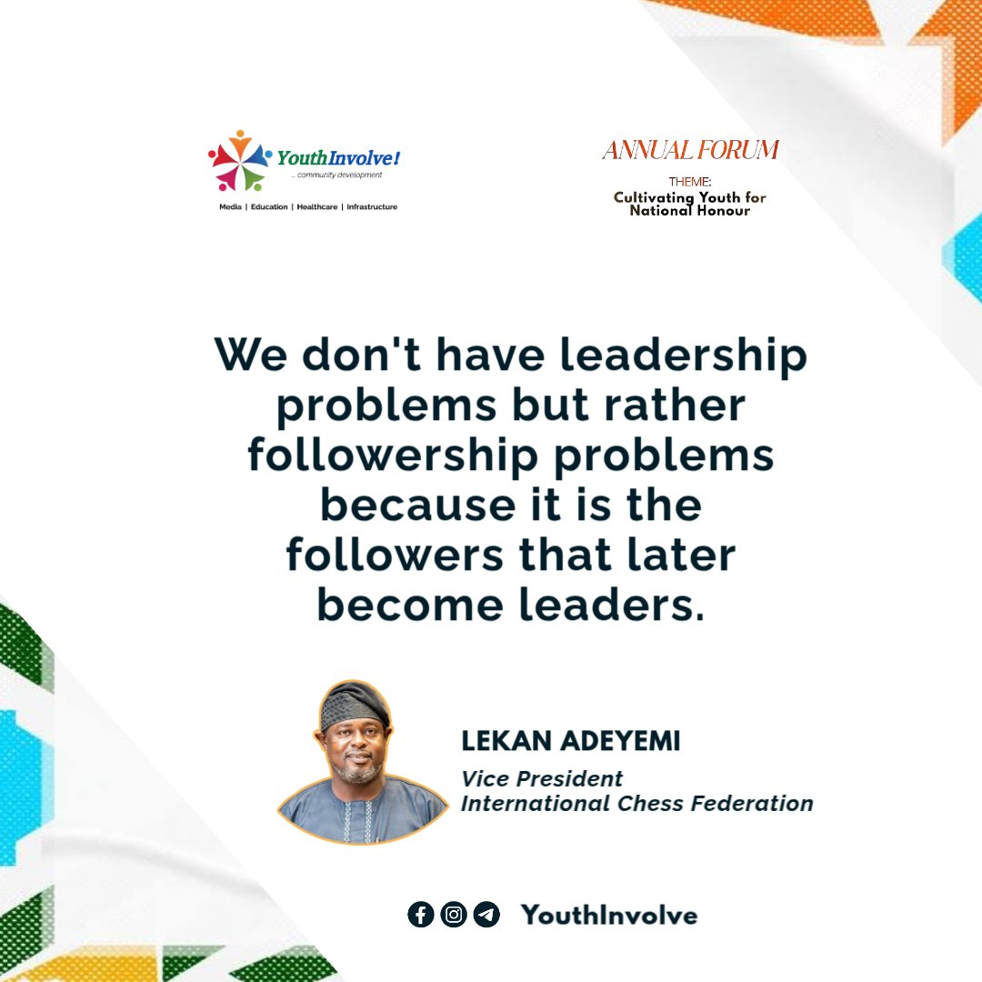 YouthInvolve24's tweet photo. Great and challenging excerpts delivered to us by the Vice President of the International Chess Federation during our last Annual Forum tagged 'Cultivating Youth for National Honour'. https://t.co/hD0Q16ymdZ