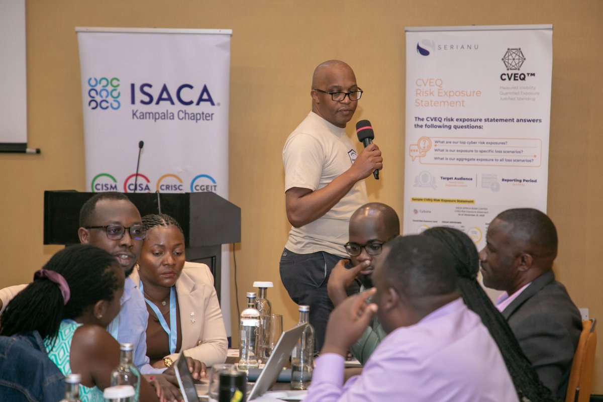 ISACAKampala's tweet photo. 🧪 Interactive Lab — Decision Assurance Mini-Dashboard

Teams are hands-on: picking 6–9 tiles (Exposure, Compliance, Resilience + optional Visibility/Maturity), adding trend arrows and one-line insights managers can read in seconds.

This is cyber assurance you can see on one page.

Facilitator: Shikoli Makatiani (Serianu — sponsor & facilitator)

#InfoSec2025 #Cybersecurity #AI #Risk #Compliance #DecisionAssurance