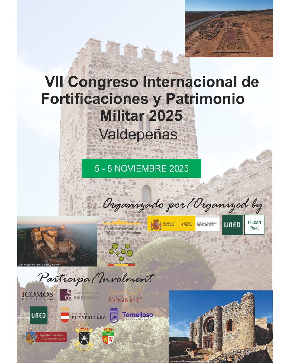 CastMontjuic's tweet image. 🏰Del 5 al 8 de noviembre tendrá lugar en Valdepeñas el VII Congreso internacional de Fortificaciones y Patrimonio Militar.

💫Apúntate a través de nuestra Web:reforte.org/vii-congreso-i…

#AACM #CongrsesoValdepeñas2025 #PatrimonioyCultura