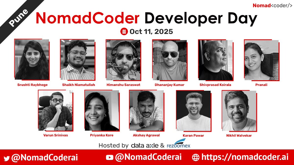 nomadcoderai's tweet image. Pune Developers, are you ready for a full day of #Angular and #AI learning? For free, join  #NomadCoder Developer Day 🙏

👉  11 Talks
👉  11 Speakers
📆  11 October 2025

Limited Seats, RSVP here -  nomadcoder.ai/event/9

Thanks,  #ngPune and #ngIndia, for organizing it.