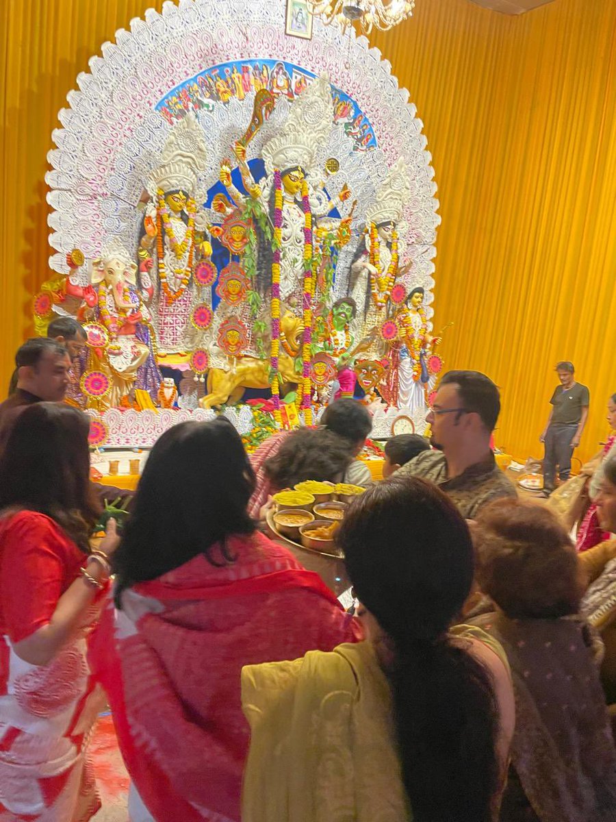 We’d asked for some respite from the sweltering heat so Indra Dev decided to open up the heavens 😅Our pujo could have been a washout as everything was dripping, the carpets were wet, &amp; the ground was a soggy mess. 
But faith is a magical thing. People came. The Devi got her
