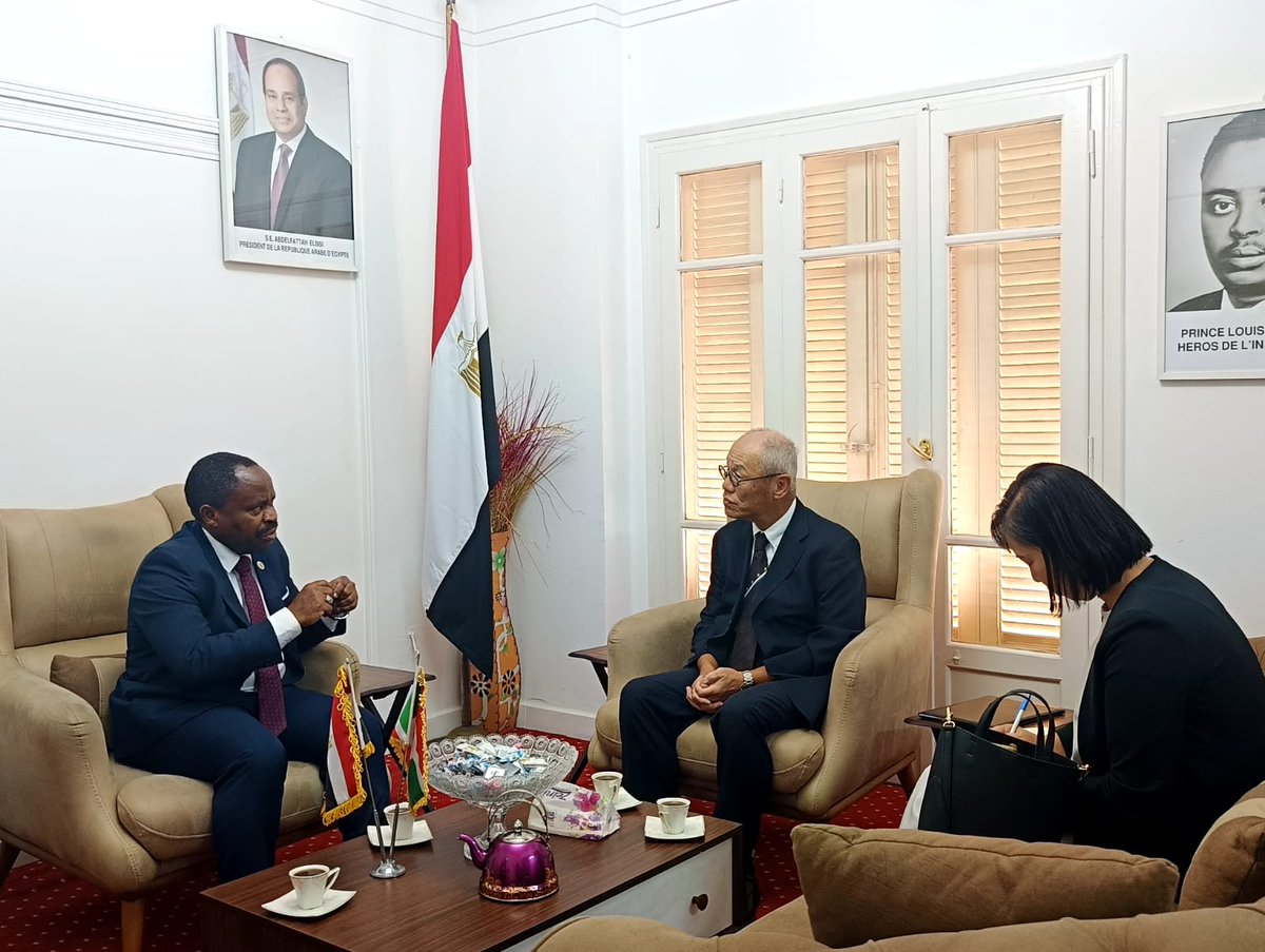 BurundiEgypt's tweet photo. Ce lundi 29 Septembre 2025, 
SE Amb. Omar #NTEZIMBERE, Ambassadeur de la République du Burundi au Caire, a accordé une audience à SE Amb. #Fumio IWAI, Ambassadeur du Japon au Caire, qui effectuait une visite de courtoisie. @JAPANinEGYPT 
@MAEBurundi @NtareHouse https://t.co/On8NQ9s6mA