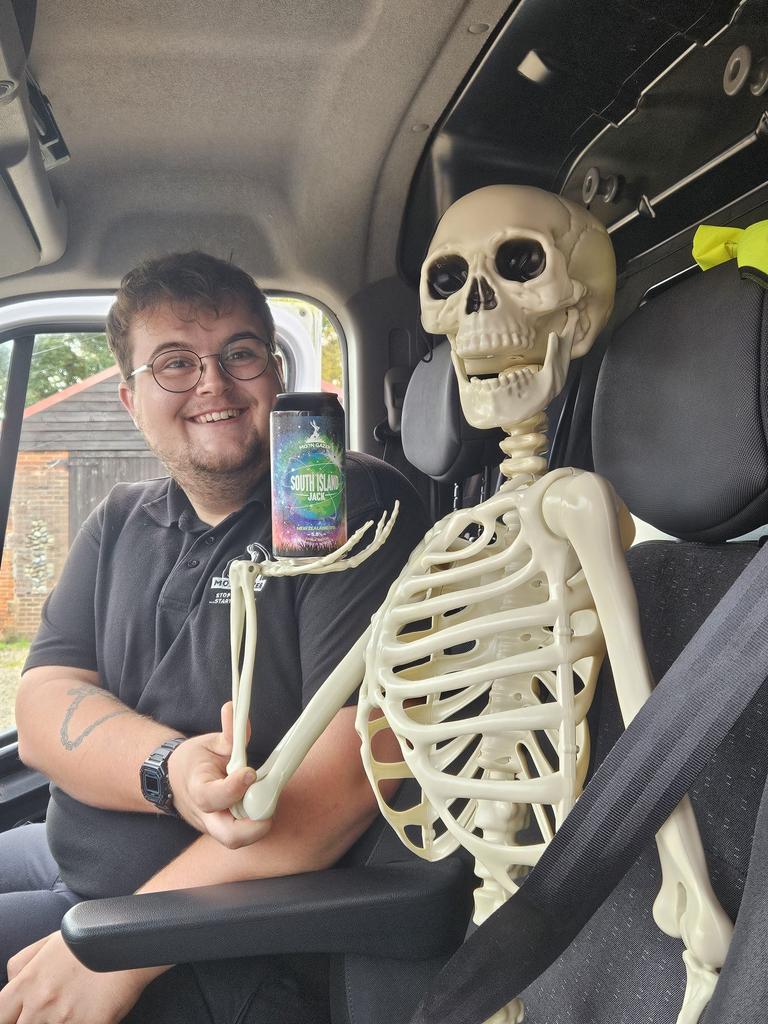 moongazerale's tweet photo. All this talk about our Halloween red ale #witchhare got Kane a bit excited so he's got a mate out on deliveries with him today! https://t.co/1tIAcrEDhy