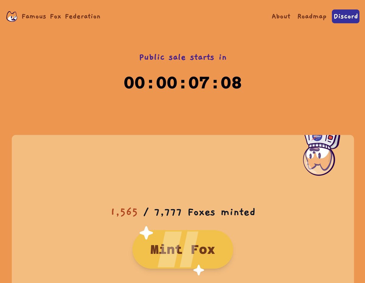 Famous Fox Federation π¦π  (@famousfoxfed) on Twitter photo On this day back in 2021, youβd be staring at this orange page waiting to click on the golden button and mint your very own Famous Fox π¦π 
And the rest as they say is history!β¨ On this day back in 2021, youβd be staring at this orange page waiting to click on the golden button and mint your very own Famous Fox π¦π 
And the rest as they say is history!β¨
