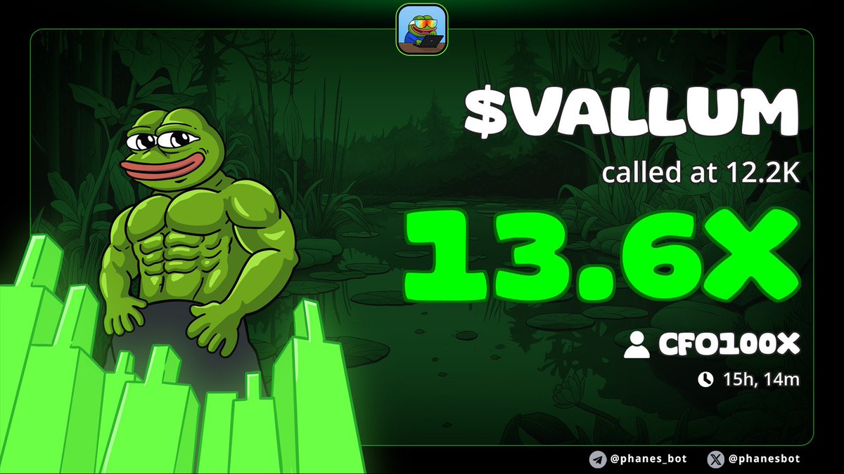 $VALLUM continues to crush it 13.6x up from my alpha call at $12K 📈

The TG chads stay winning every alpha drop hits different 🚀