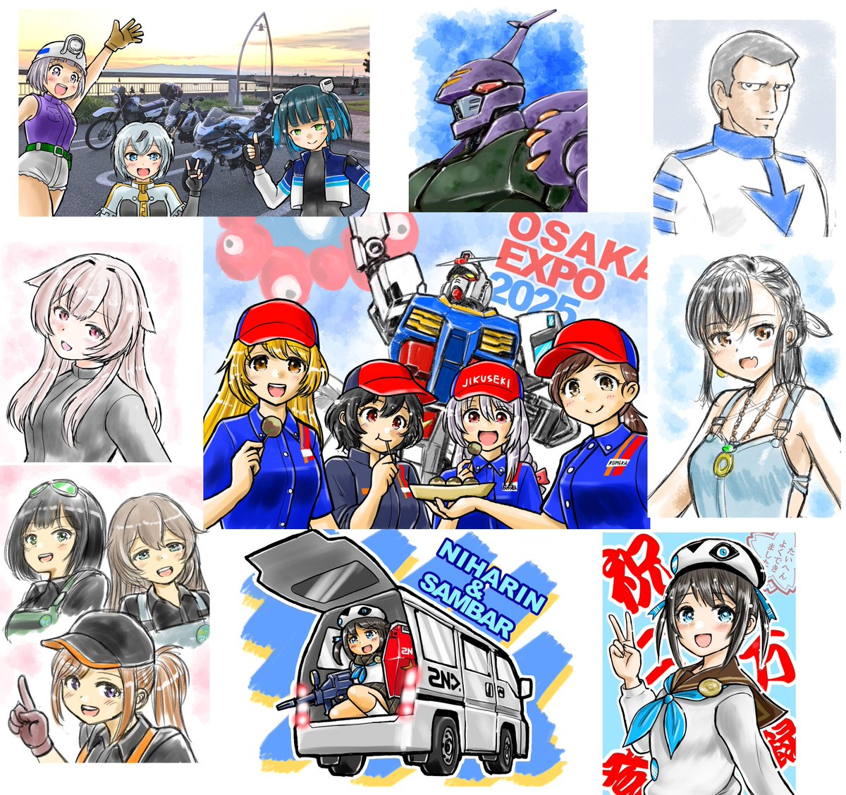 #今月描いた絵を晒そう 
あれ?そういえばガンダム系描いてないな!・・と思ったらガソスタむすめと一緒に描いてたわww 