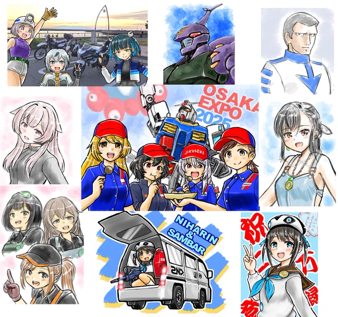 #今月描いた絵を晒そう 
あれ?そういえばガンダム系描いてないな!・・と思ったらガソスタむすめと一緒に描いてたわww 